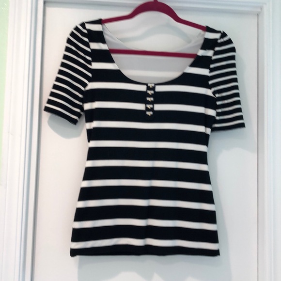 White House Black Market Tops - Black and white stripped knit top.
